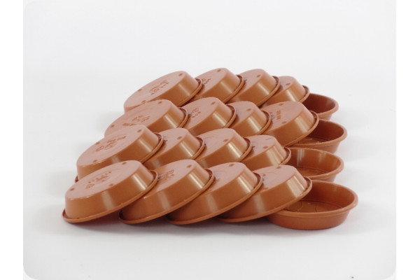 20 Geli Kunststoffuntersetzer - passend für 8 cm Töpfe / Terracotta